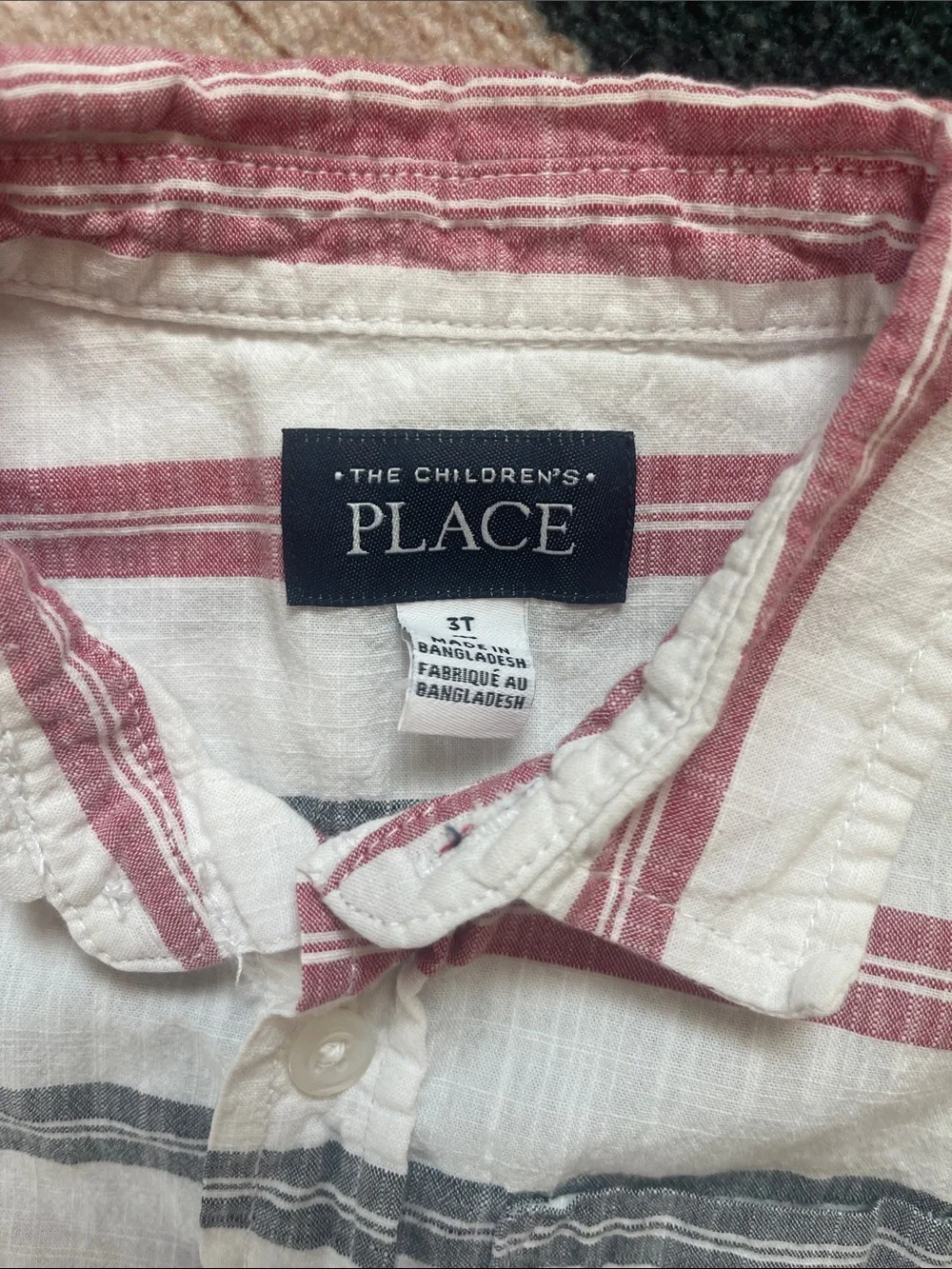 The Children's Place White Button-Down Shirt with Red & Blue Stripes